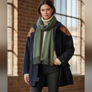 VINTAGE TRENDZ Oversized WOOL COAT Navy,/Brown, Women's 13/14